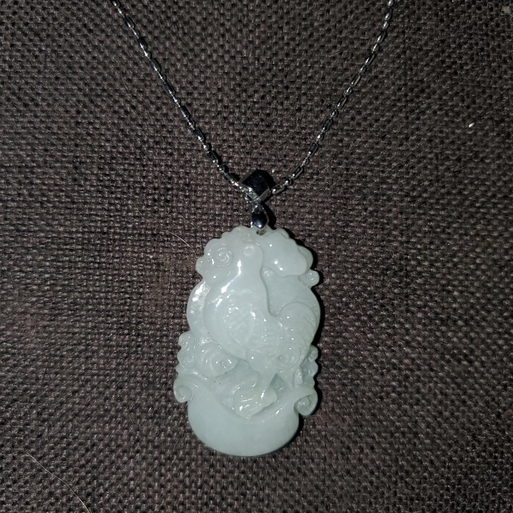 18krgp chain with Handcrafted jade rooster